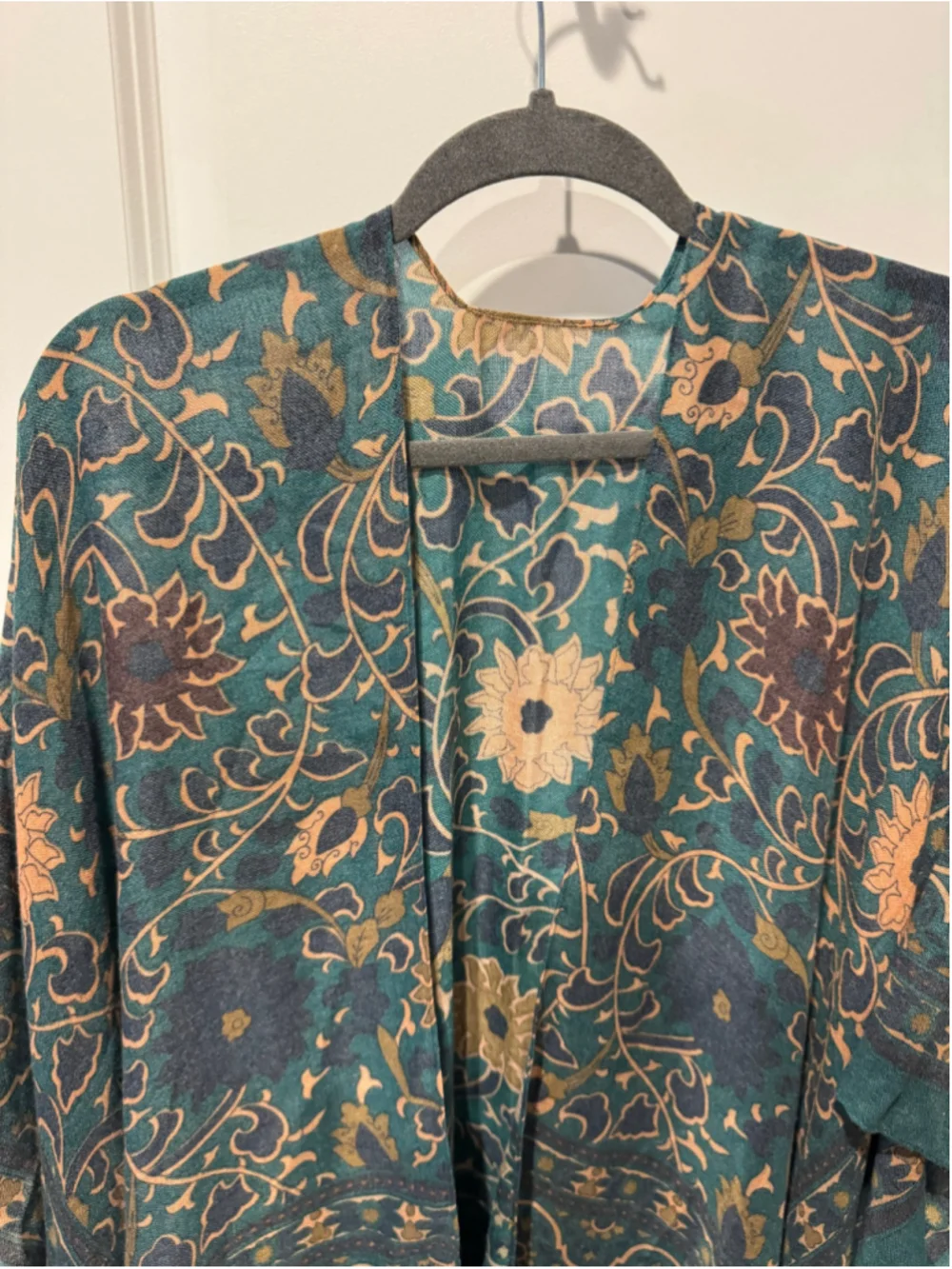 Women's Unbranded Floral Print Kimono One Size Green Gold